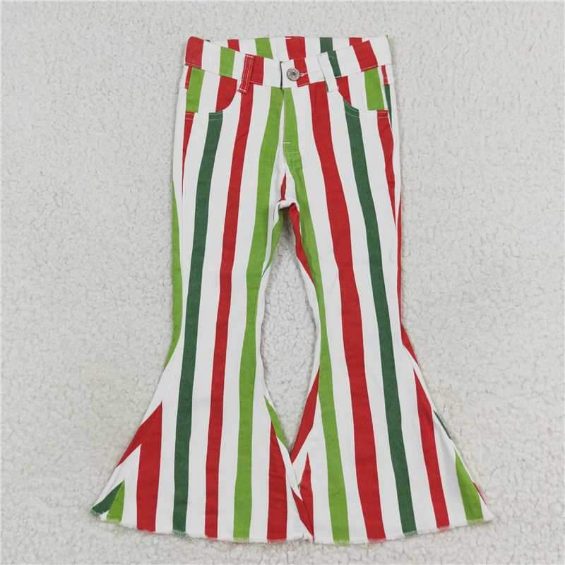 Red and green striped bell bottoms