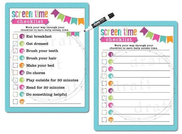 Screen time checklist